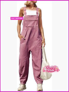 Sleeveless Overalls Jumpsuit with Adjustable Straps and Pockets
